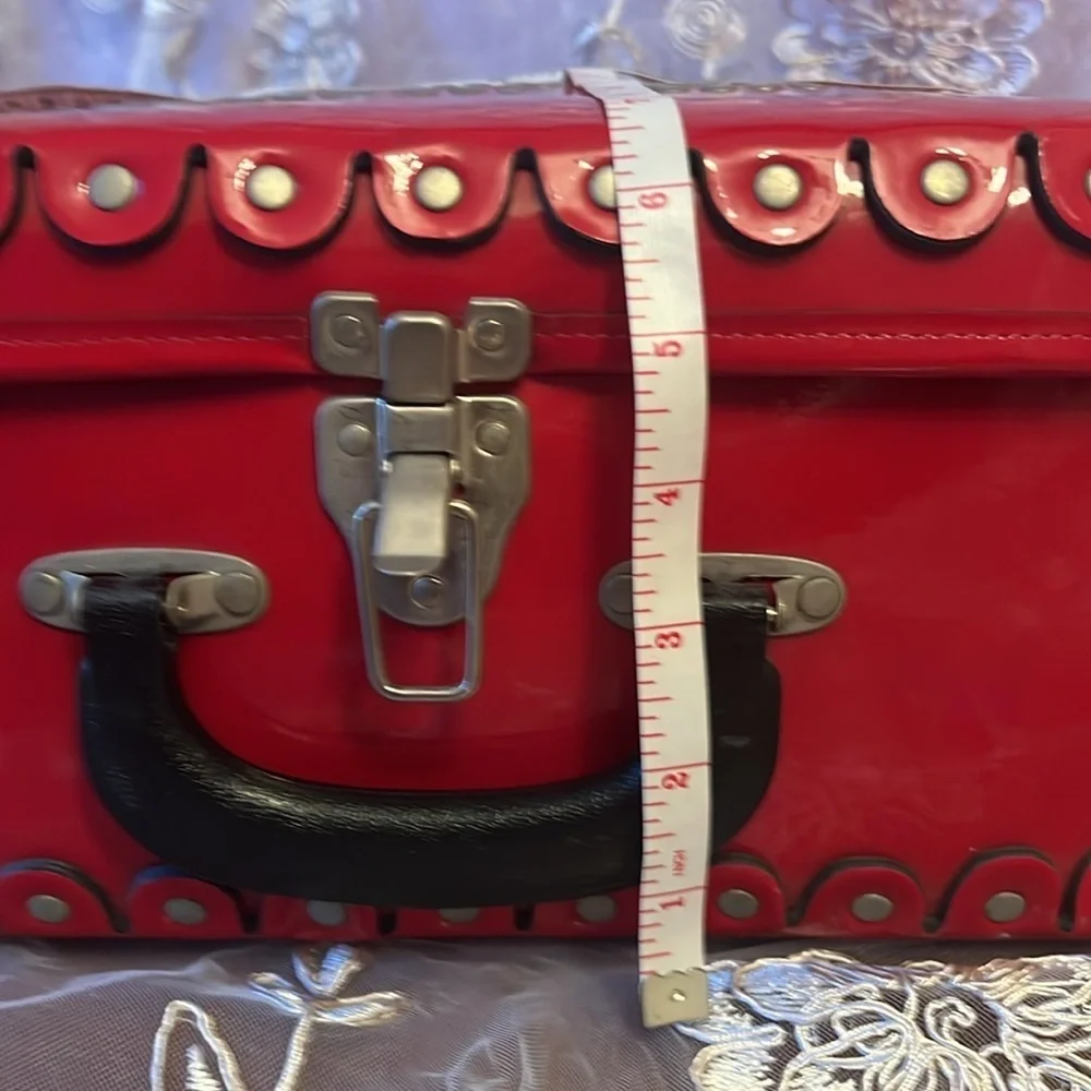 Red ‘Rock Star’ Studded Suitcase with Latch Lock